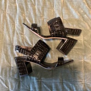 Black Alligator Chunky Karl Lagerfield Sandals